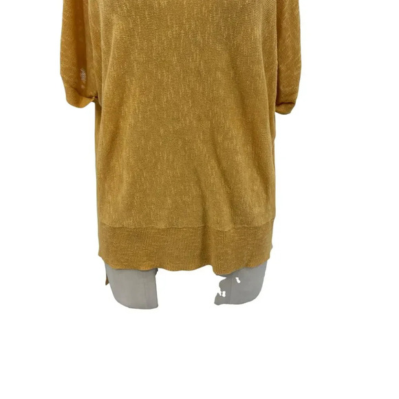 Eileen Fisher Golden Yellow Linen Blend Short Sleeve Sweater Petite‎ Medium PM - Picture 4 of 11